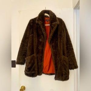 Fake Fur Brown Topshop Coat - Size 2